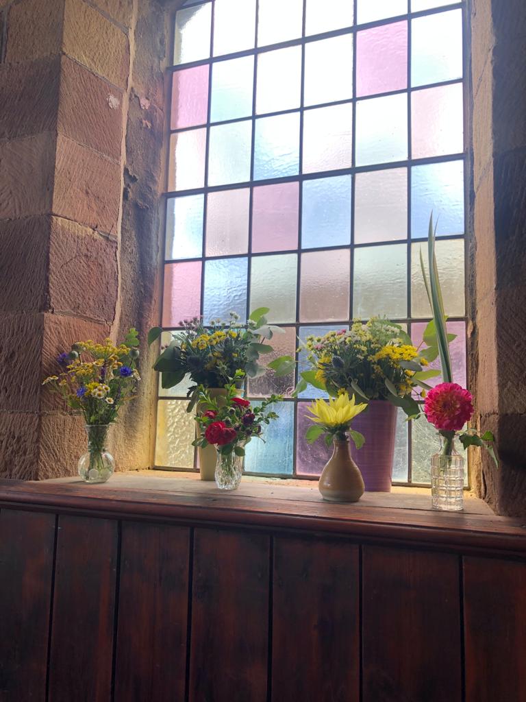 Posies of flowers graced the chapel